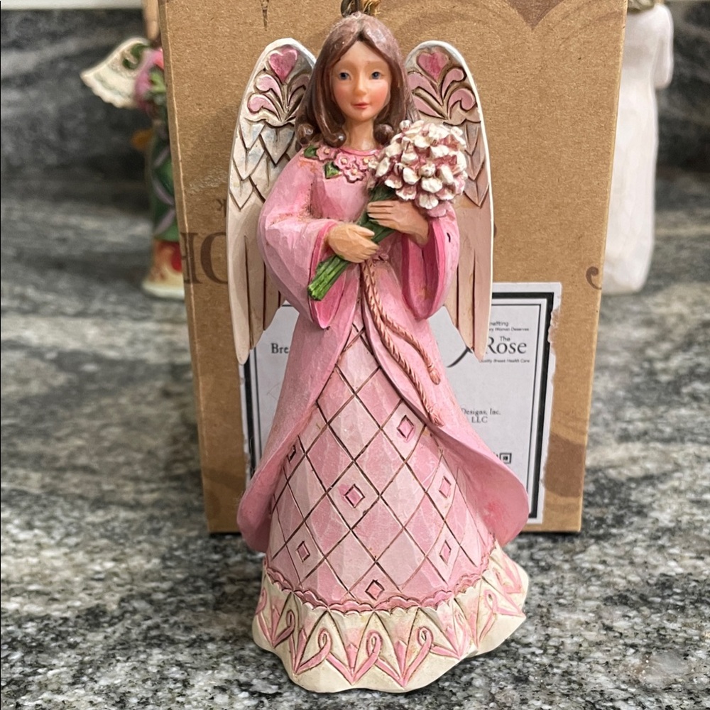 Jim shore breast cancer awareness angel Pink Angel Figurine with Flowers